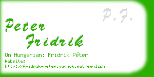 peter fridrik business card